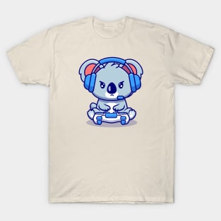 Cute Koala Gaming Cartoon T-Shirt